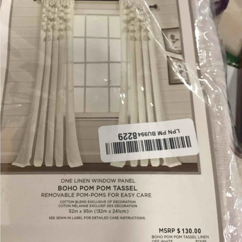 Lush Decor Boho Pom Pom Tassel Linen Window Curtain Panel - Picture 6 of 6
